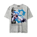 Bleach 'Grimmjow' MD4 Oversized Washed Tee - Light Gray
