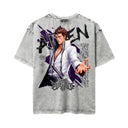 Bleach 'Aizen' MD2 Oversized Washed Tee - Light Gray