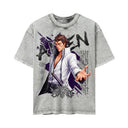 Bleach 'Aizen' MD2 Oversized Washed Tee - Light Gray
