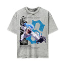 Bleach 'Grimmjow' MD4 Oversized Washed Tee - Light Gray